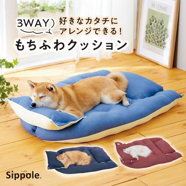 犬 ベッド Ｓｉｐｐｏｌｅ　3ＷＡＹもちふわクッション　ふかふか 枕 マット 3WAY シンプル イ...
