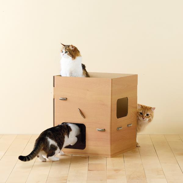 普通のダンボールより楽しいダンボールの小屋 猫 おもちゃ ペット トンネル 猫用ハウス