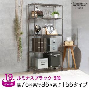 Luminous ラック ルミナス ブラック スチールラック 幅75 5段 奥行35