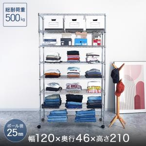 予約販売(6月下旬出荷予定)スチールラック ルミナス ラック 幅120 奥行46 高さ210 8段 キャスター付 収納 業務用 シェルフ EL25-12208｜perfect-floors