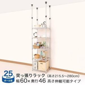 スチールラック 突っ張りラック 幅60 奥行45 高さ280 5段 ルミナススリム スリム キッチン ランドリー MMH60-5T