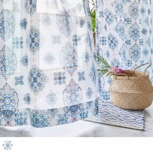 アジアンカーテン オリエンタル レースカーテン 洗濯可 エスニック