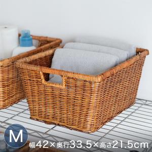 予約販売(2月上旬出荷予定) 天然素材ラタンバスケット（M） 幅40×奥35