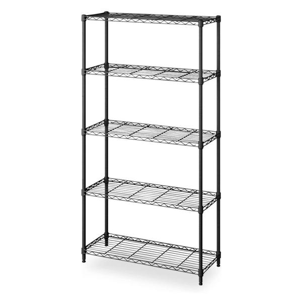 スチールラック 幅75cm メタルラック 5段 マットブラック (ポール直径19mm・棚板5枚) カ...
