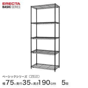 ベーシックシリーズ エレクター ベーシック フリーラック ブラック 幅75×奥行35×高さ190cm 5段 RBR3014745B｜perfect-space