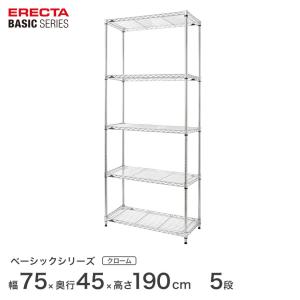 ベーシックシリーズ エレクター ベーシック フリーラック クローム 幅75×奥行45×高さ190cm 5段 RBR3018745C｜perfect-space