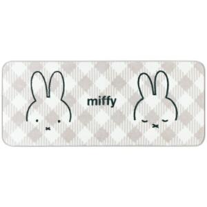 ミッフィー miffy インテリアマット チェックライン グレー