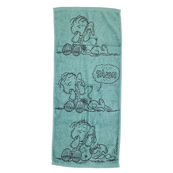 スヌーピー フェイスタオル グリーン ライナスの安心毛布 今治タオル 西川 日本製 SNOOPY