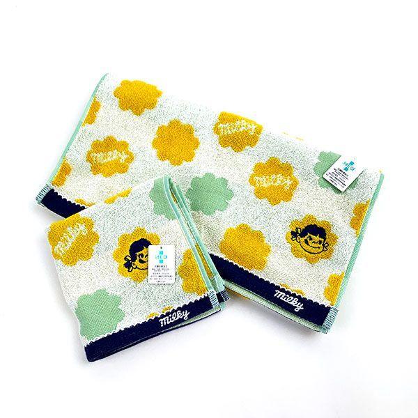 ペコ＆ポコ ラッピングペーパー ペコちゃん フェイスタオル タオル 手拭い 洗面所 お風呂