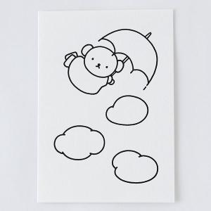 ミッフィー ポストカード（sky） 白厚紙 黒箔押し メッセージカード 葉書 インテリア｜perfectworld-tokyo