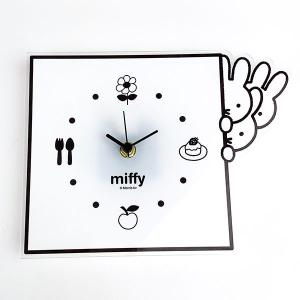 ミッフィー グッズ MIFFY インテリアクロック のぞき WH モノクロ 時計(PWOR)｜パーフェクトワールド