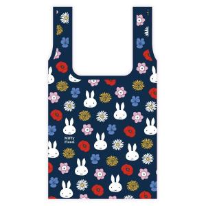 ミッフィー フローラル エコバッグ ネイビー Miffy floral