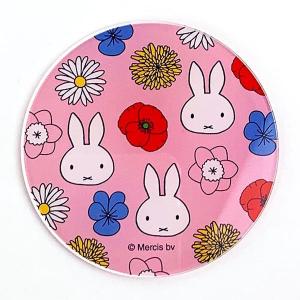 miffy ミッフィー アクリルコースター　PK　Miffy　floral グラスマット ピンク 　 日本製(PWD)｜perfectworld-tokyo