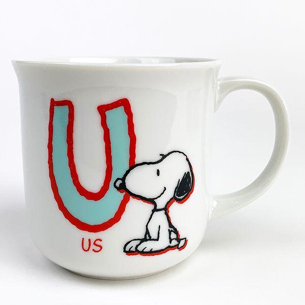 スヌーピー イニシャルマグカップ コップ(U)キッチンSNOOPY