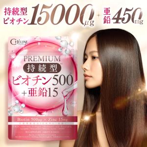 ビオチン PREMIUM 持続型ビオチン500+亜鉛15 CICA リポソームビタミンC アロエベラ エラスチン リジン ヒアルロン酸 GABA 栄養機能食品 亜鉛 サプリメント