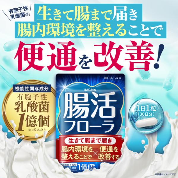 乳酸菌 BACRIA腸活フローラ 有胞子性乳酸菌1億個 便通を改善 生きて腸まで届き腸内環境を整える...