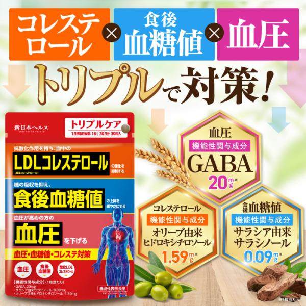 GABA 血圧・血糖値・コレステ対策 LDLコレステロール 食後血糖値 血圧を下げる サラシア オリ...