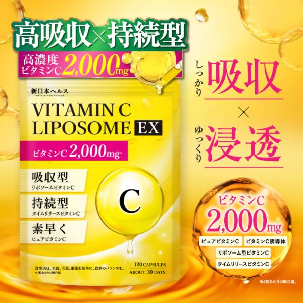 ビタミンC リポソーム 持続型 高濃度 サプリメント 2000mg配合 リポソームビタミンC タイム...