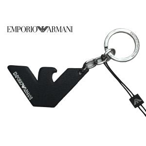 エンポリオ アルマーニ キーホルダー EMPORIO ARMANI Y3H173 8PHOC 80001 BLACK ロゴ入り イーグルマーク形 ブラックレザー キーリング キーホルダー｜perlei