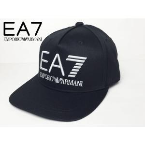 EA7 EMPORIO ARMANI EA7 エンポリオ アルマーニ 275694 7P818 BLACK シルバーグレー系 EA7ロゴマーク刺繍入り ブラック コットン ベースボール キャップ｜perlei