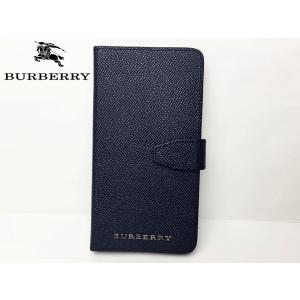 バーバリー アイフォン6プラスカバー BURBERRY 39769331 YARDLEY 6 PLUS LON NAVY 立体バーバリーロゴ入り ネイビー系レザー 手帳型 iPhone 6Sプラス カバー｜perlei