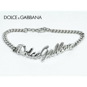 ドルチェ&ガッバーナ WBLL2A W5WME 87655 LOGO SILVER BRACELET 筆記体 ロゴ プレート シルバー チェーン ブレスレット｜perlei