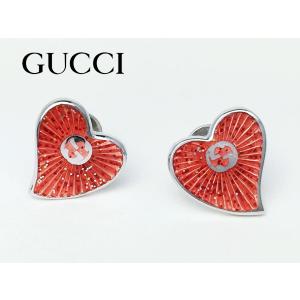 グッチ ピアス GUCCI 455325 J8410 8133 ラメ入り インターロッキングG オレンジ系 ハート型 シルバー ピアス イヤリング｜perlei