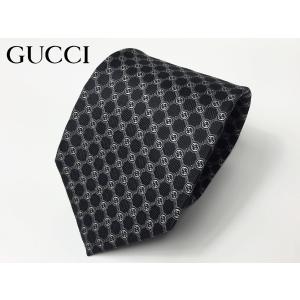 グッチ ネクタイ GUCCI 386488 4B002 1062 SOTH ブラック地 ライトゴールド系 インターロッキングG柄 格子柄 ネクタイ｜perlei