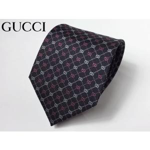 グッチ ネクタイ GUCCI 386489 4B002 1172 CORBIN ブラック系地 ピンク系Xシルバーグレー系 マイクロ インターロッキングG柄 ネクタイ 小剣Bee｜perlei