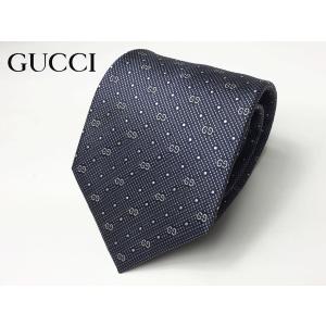 グッチ ネクタイ GUCCI 324855 4B002 4179 MARTIN GG ネイビー系地 シルバー系 インターロッキングG柄 X ドット柄 ネクタイ｜perlei