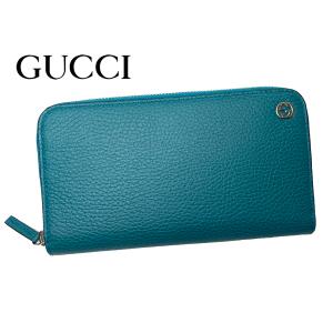 グッチ 財布 GUCCI 449347 CAO0G 4618 GGプレート付き セルリアンブルー系レザー ラウンドジッパー ロングウォレット 長財布｜perlei