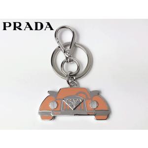 プラダ キーホルダー PRADA 1PS530 PAPAYA キーフック付き パパイヤ オレンジ系Xシルバーカラー ロゴ入り カー キーリング キーホルダー｜perlei