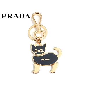 PRADA プラダ 1PS433 NERO キーフック付き ブラックXゴールドカラー ロゴ入り キャット キーリング キーホルダー｜perlei