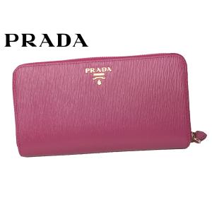 プラダ 長財布 PRADA 1ML348 PEONIA VITELLO MOVE 立体ロゴプレート付き ペオニア ピンク系レザー ジップ アラウンド ファスナー 長財布｜perlei