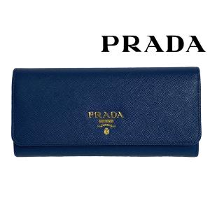 PRADA プラダ 長財布 1MH132 BLUETTE VITELLO MOVE FI パスケース付き 立体ロゴプレート ブルー系レザー レディース ロング ウォレット フラップ 長財布｜perlei