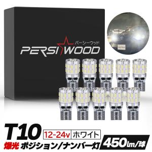 t10 バルブ led ポジション 爆光 24V 12V ナンバー灯 ホワイト 10個セット トラック用品 車検対応 ft-008｜persiwood2