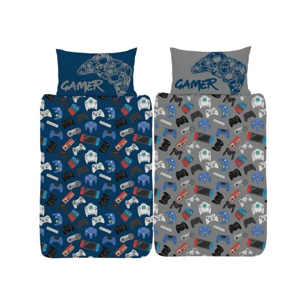 キッズ・子供 Gamer  掛け布団カバー・枕カバー セット AG1667 (ブルー/グレー)