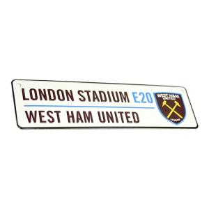 ウェストハム・ユナイテッド フットボールクラブ West Ham FC オフィシャル商品 ストリートサイン ブリキ看板 BS1｜pertemba