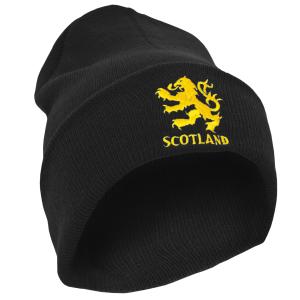 メンズ スコットランドライオンデザイン ニット帽 ニットキャップ ビーニーハット 帽子 冬 男性用 HA125 (ブラ｜pertemba