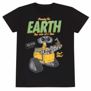 (ウォーリー) Wall-E オフィシャル商品 ユニセックス Cleaning The Earth Tシャツ ウォーリー 半袖 トップス HE1514 (ブラ｜pertemba