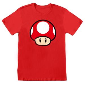 (スーパーマリオブラザーズ) Super Mario オフィシャル商品 メンズ キノコ 半袖 Tシャツ トップス HE579 (レッド)｜pertemba