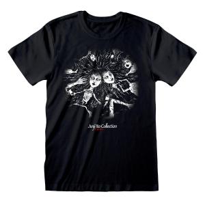 (伊藤 潤二) Junji-Ito オフィシャル商品 ユニセックス Tシャツ 半袖 トップス HE764 (ブラック/ホワイト)｜pertemba