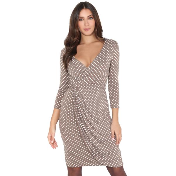 (クリスプ) Krisp レディース ドット柄 七分袖 ラップワンピース カシュクールワンピース K...