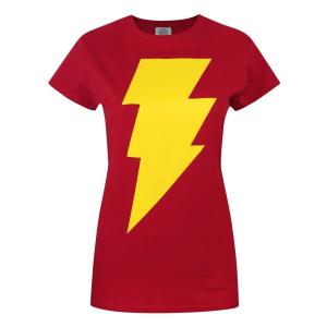 (シャザム) Shazam! オフィシャル商品 レディース ロゴ Tシャツ 半袖 トップス NS5383 (レッド)｜pertemba