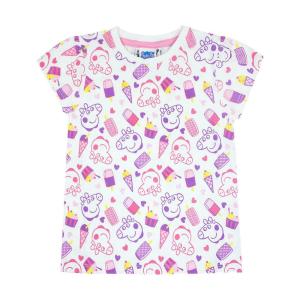 (ペッパピッグ) Peppa Pig オフィシャル商品 キッズ・子供 ガールズ Tシャツ 全面柄 半袖 トップス NS7521 (ホワイト｜pertemba