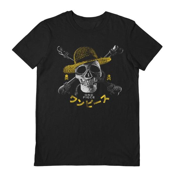 (ワンピース) One Piece オフィシャル商品 ユニセックス 実写版 Tシャツ スカル 帽子 ...