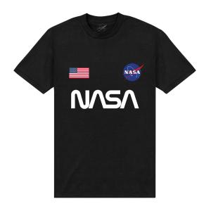 (ナサ) NASA オフィシャル商品 ユニセックス Badge Tシャツ 半袖 トップス PN209 (ブラック)｜pertemba