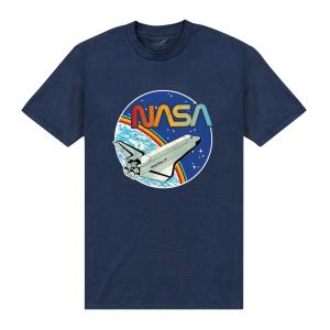 (ナサ) NASA オフィシャル商品 ユニセックス Rainbow Tシャツ 半袖 トップス PN445 (ネイビーブルー)｜pertemba