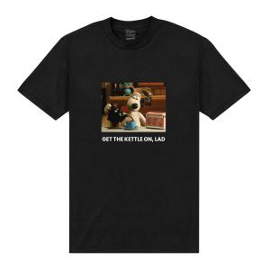 (ウォレスとグルミット) Wallace and Gromit オフィシャル商品 ユニセックス Get The Kettle On Lad Tシャツ グルミット 半｜pertemba