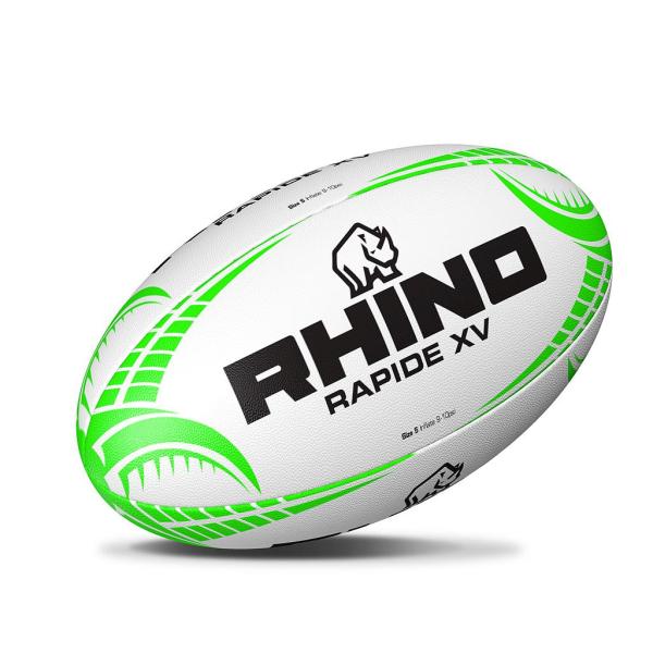(ライノー) Rhino Rapide XV ラグビーボール RD803 (ホワイト/グリーン)